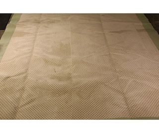 TAN AND GREEN AUBUSSON NEEDLEPOINT RUG