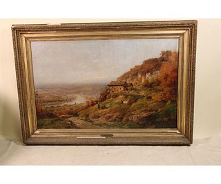 c.19TH ITALIAN LANDSCAPE AFTER JOHN CONSTABLE OIL PAINTING