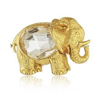 DAVID WEBB ELEPHANT PLATINUM & 18K YELLOW GOLD
