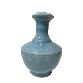 Sky blue colored wide neck Chinese vase