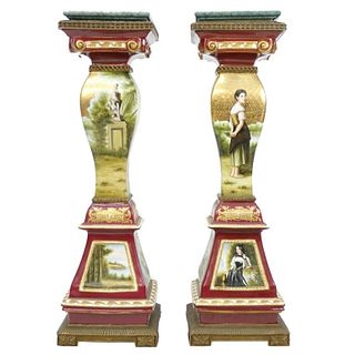 Pair of French Style Porcelain Pedestals