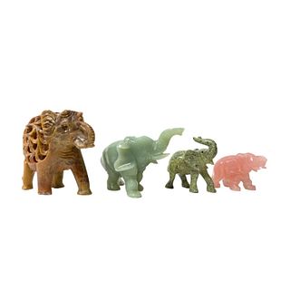 Carved Stone Elephant Figurines