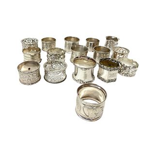 Sterling Silver Napkin Rings 18 Set