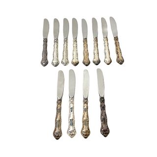 Antique Sterling Silver Butter Knives 12 Set