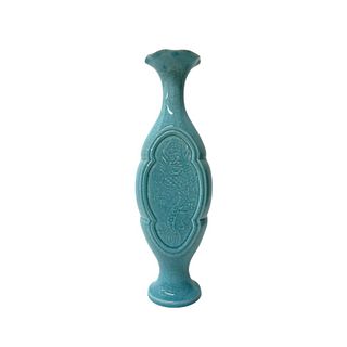 Tall eggshell turquoise Chinese vase