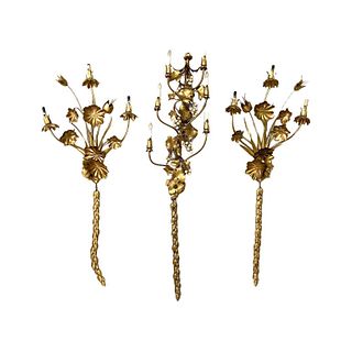 French Style Gilt Painted Sconces