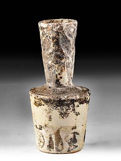 Beautiful 9th C. Islamic Glass Bottle w/ Incised Lines