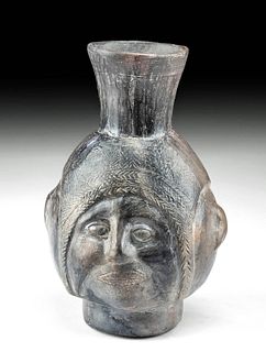 Inca Blackware Portrait Jar
