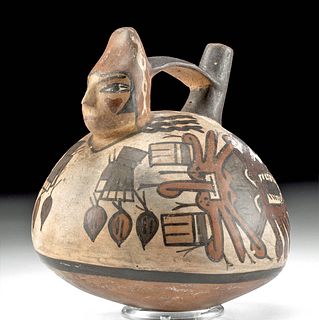 Nazca Polychrome Figural Vessel w/ Mythical Beings
