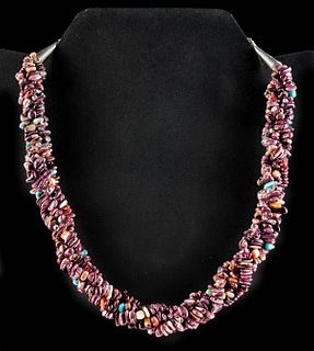 Vintage Navajo Silver, Turquoise, & Coral Necklace