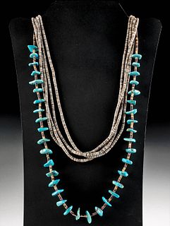 2 Vintage Santo Domingo Pueblo Heishi Bead Necklaces