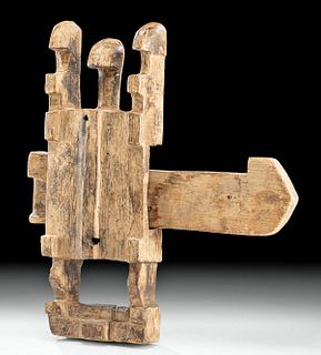 Early 20th C. African Dogon Wooden Figural Door Lock