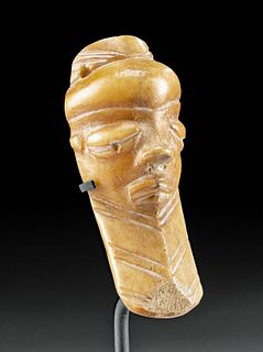 Early 20th C. African Pende Bone Ikhoko Mask Pendant