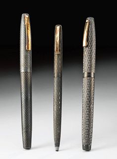 Three Vintage American Silver & Gold Sheaffer Pens