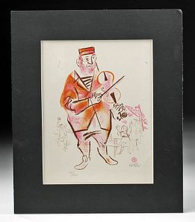 W. Gropper Lithograph of Fiddler from "The Shtetl" 1970
