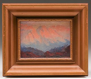 L. Herr Small California Desert Mountain Painting c1930s