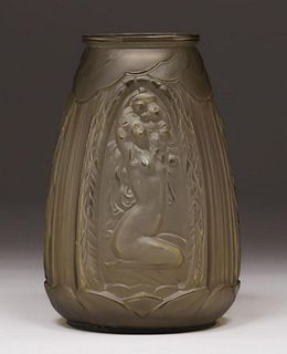 Verlys French Art Glass Deco Vase c1920s
