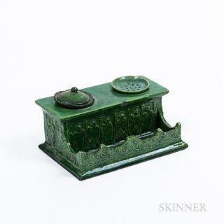 Green-glazed Pottery Inkwell