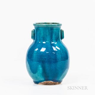 Blue-glazed Pottery Vase