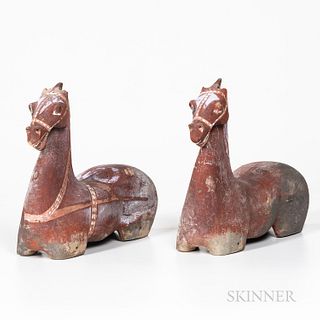 Two Asian-style Terra-cotta Horses