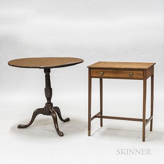 Regency-style Mahogany One-drawer Table and a Georgian Oak Tilt-top Tea Table