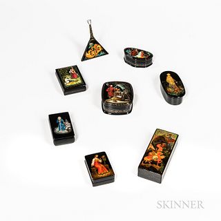 Eight Russian Lacquer Boxes