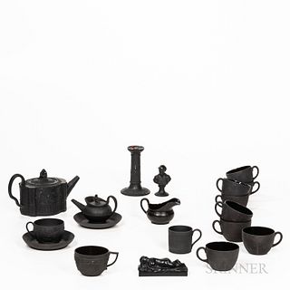 Nineteen Pieces of Black Basalt Tableware