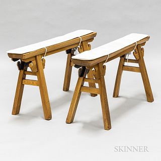 Pair of Chinese Ming-style Fruitwood Benches/Stools,
