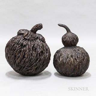 Two Bronze Gourd Sculptures
