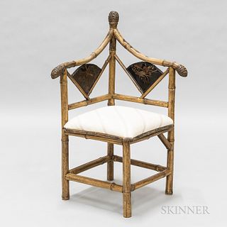 Carved Bamboo Corner Chair