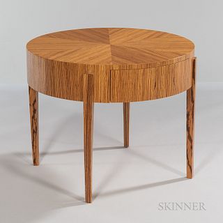 Round Zebrawood-veneer Occasional Table
