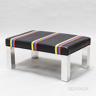 Modern Leather and Chrome Bench