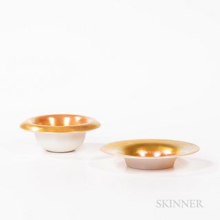 Steuben Gold Aurene on Calcite Bowl and Underplate
