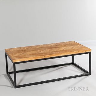 Wood-top Metal-base Coffee Table