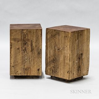 Two Pine Block Side Tables
