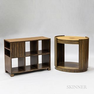 Zebrawood Side Table and Bookcase Table