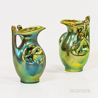 Pair of Zsolnay Figural Pitchers