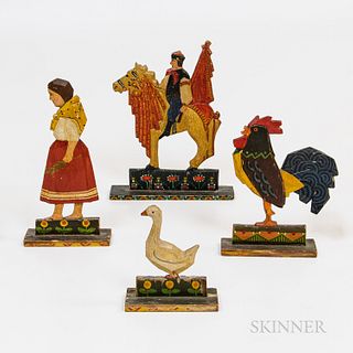 Four Carved and Painted Folk Figures