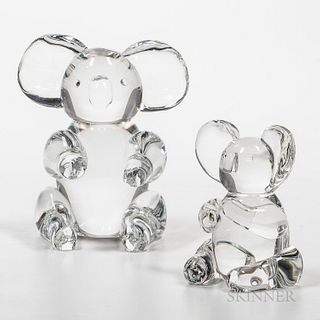 Two Steuben Koala Bear Glass Sculptures