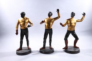 Group of Three Painted Bronze Fencers after Rougelet