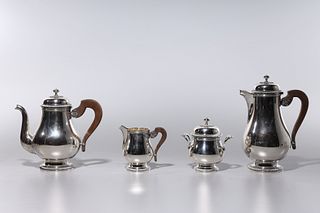 Four-Piece French Christolfe Silver Plate Set