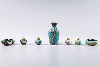 Group of Seven Chinese Cloisonne Pieces