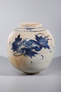 Large Korean Blue and White Jar