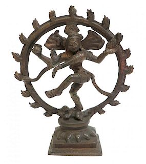 Antique Asian Cast Bronze Of Dancing God