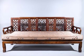 Ornate Chinese Carved Wood Bench