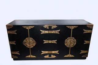 Black Chinese Sideboard with Gold Hardware