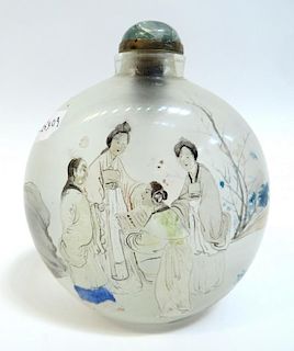 Oversized Reverse Paint Decorated Snuff Bottle.