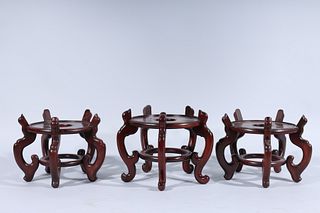 Set of Three Rosewood Fishbowl Stands