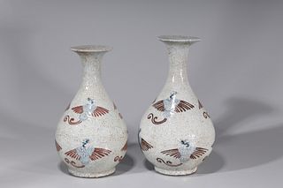Two Chinese Crackle Glaze Vases 
