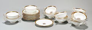 Group of Minton's English Gilt Porcelain Cups and Saucers